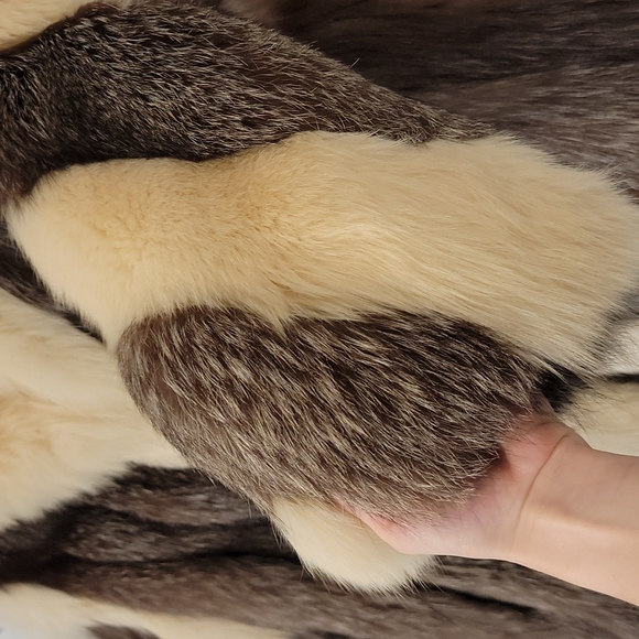 Authentic Vintage Fox Fur Jacker Coat Medium Dual Color Brown White - Picture 5 of 16